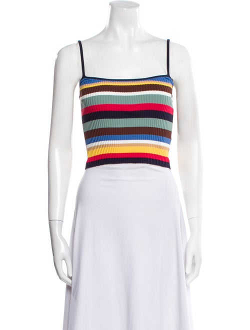 Staud Striped Square Neckline Crop Top
