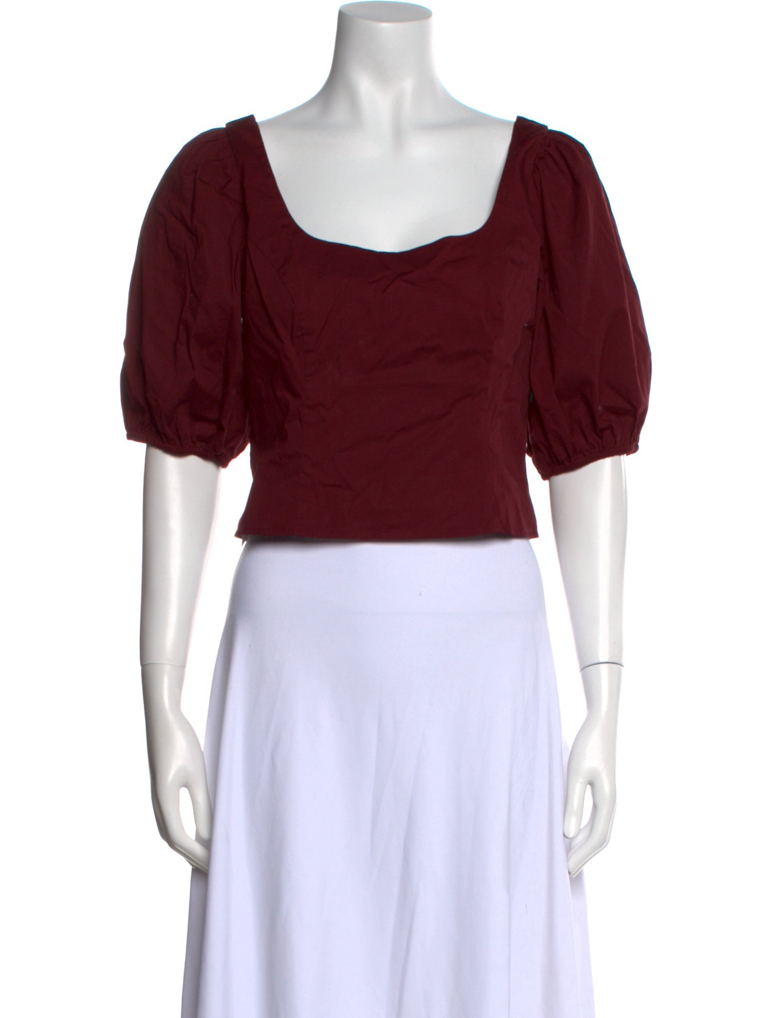 Staud Square Neckline Short Sleeve Crop Top