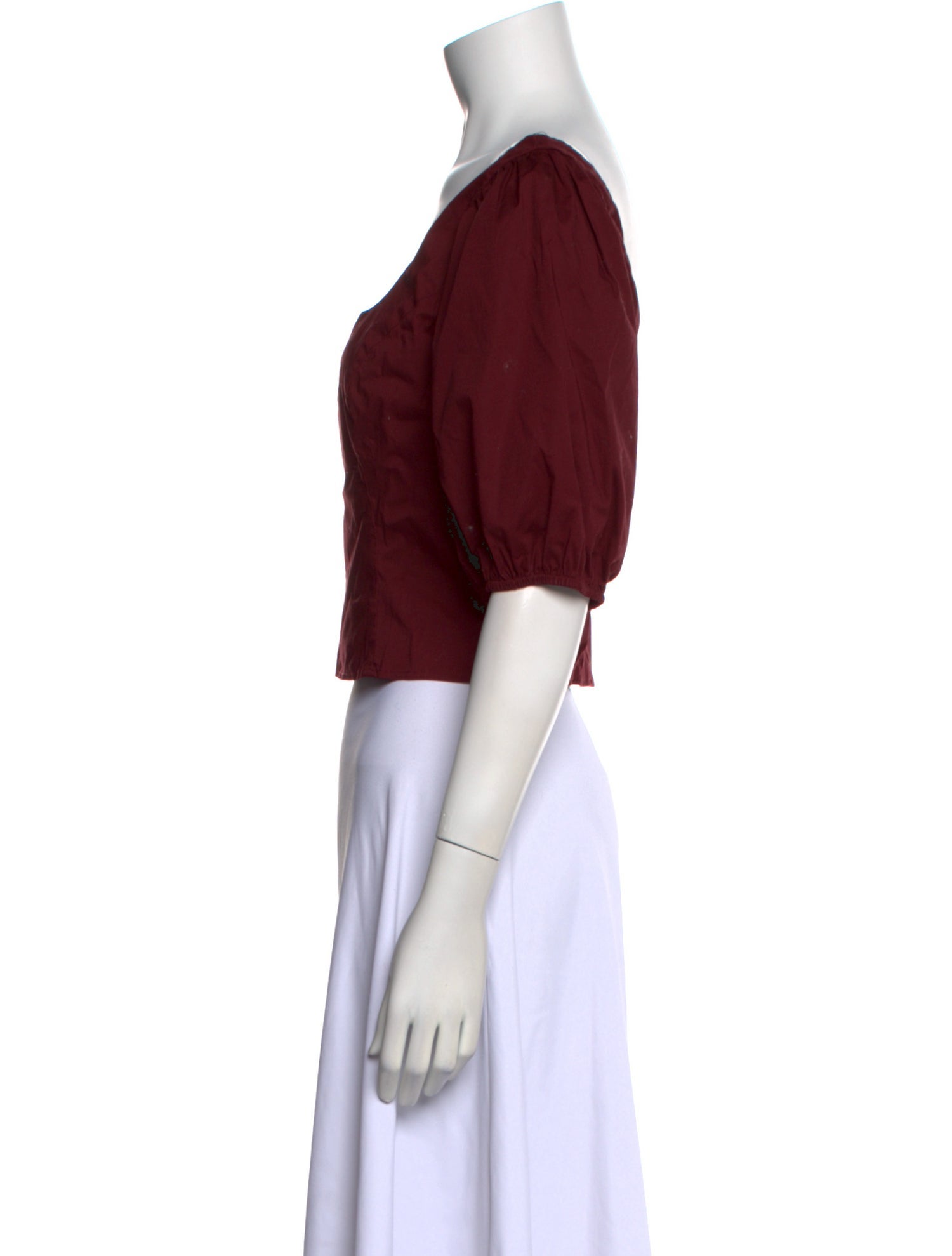 Staud Square Neckline Short Sleeve Crop Top