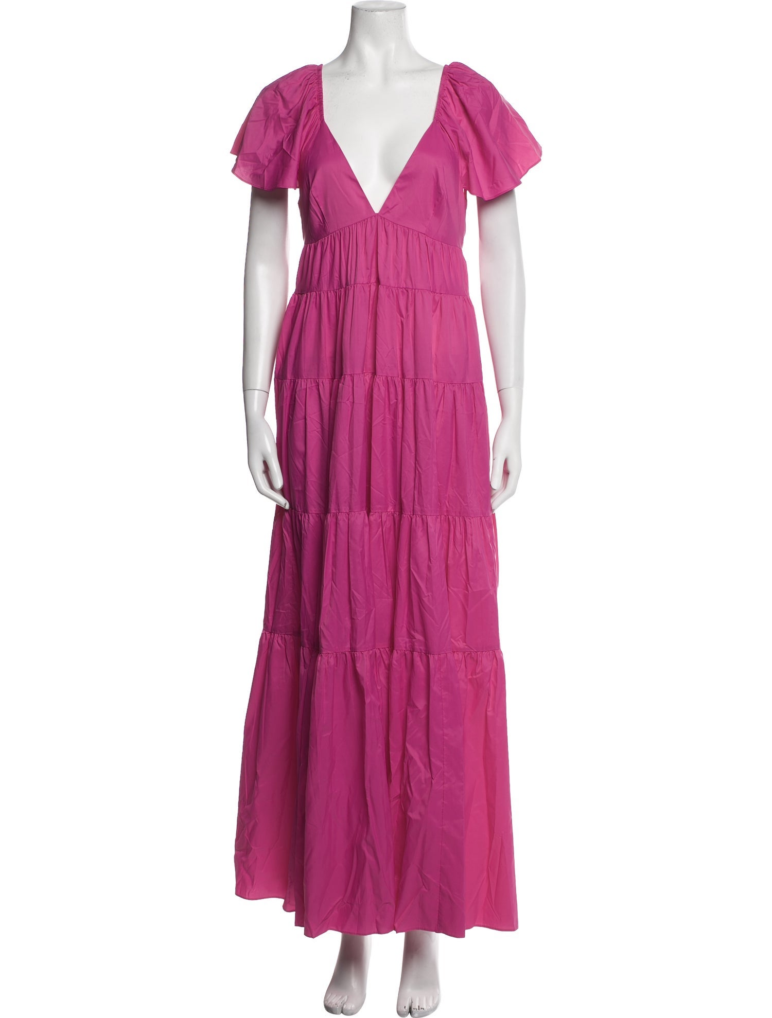 Staud V-Neck Long Dress