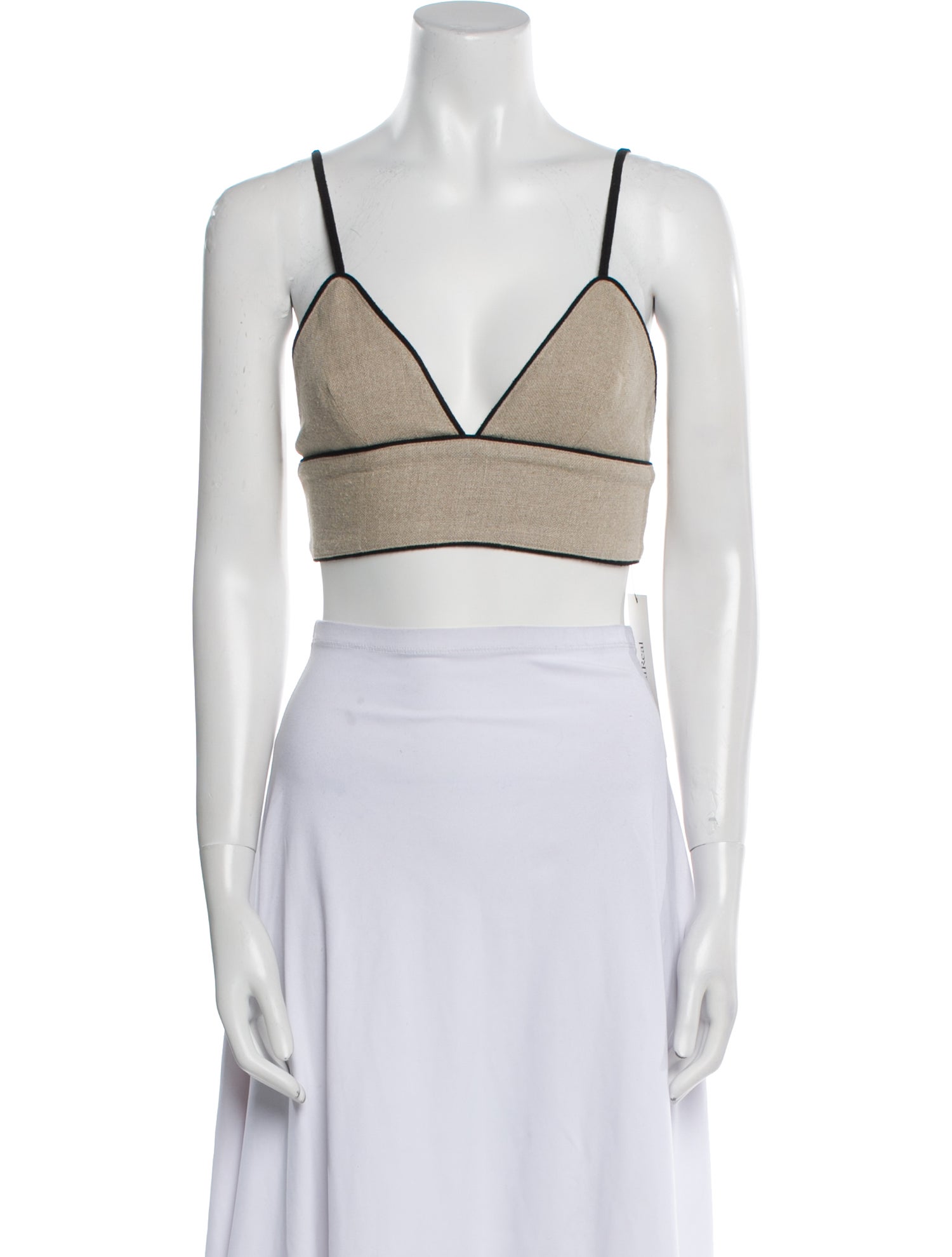 Staud Linen V-Neck Crop Top