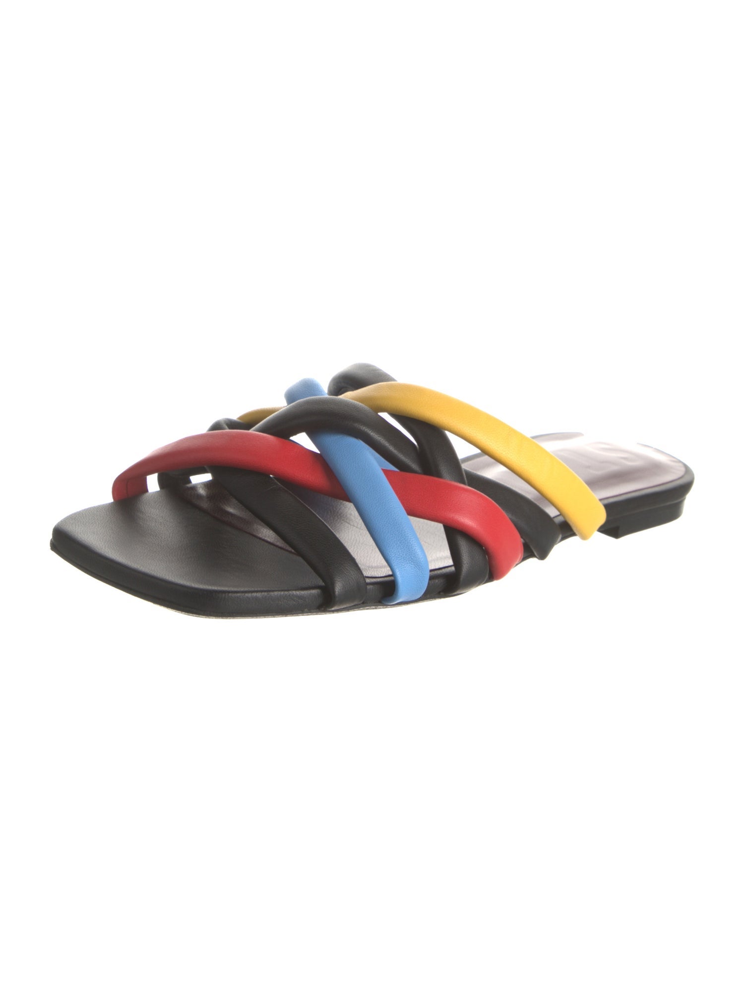 Staud Leather Colorblock Pattern Slides