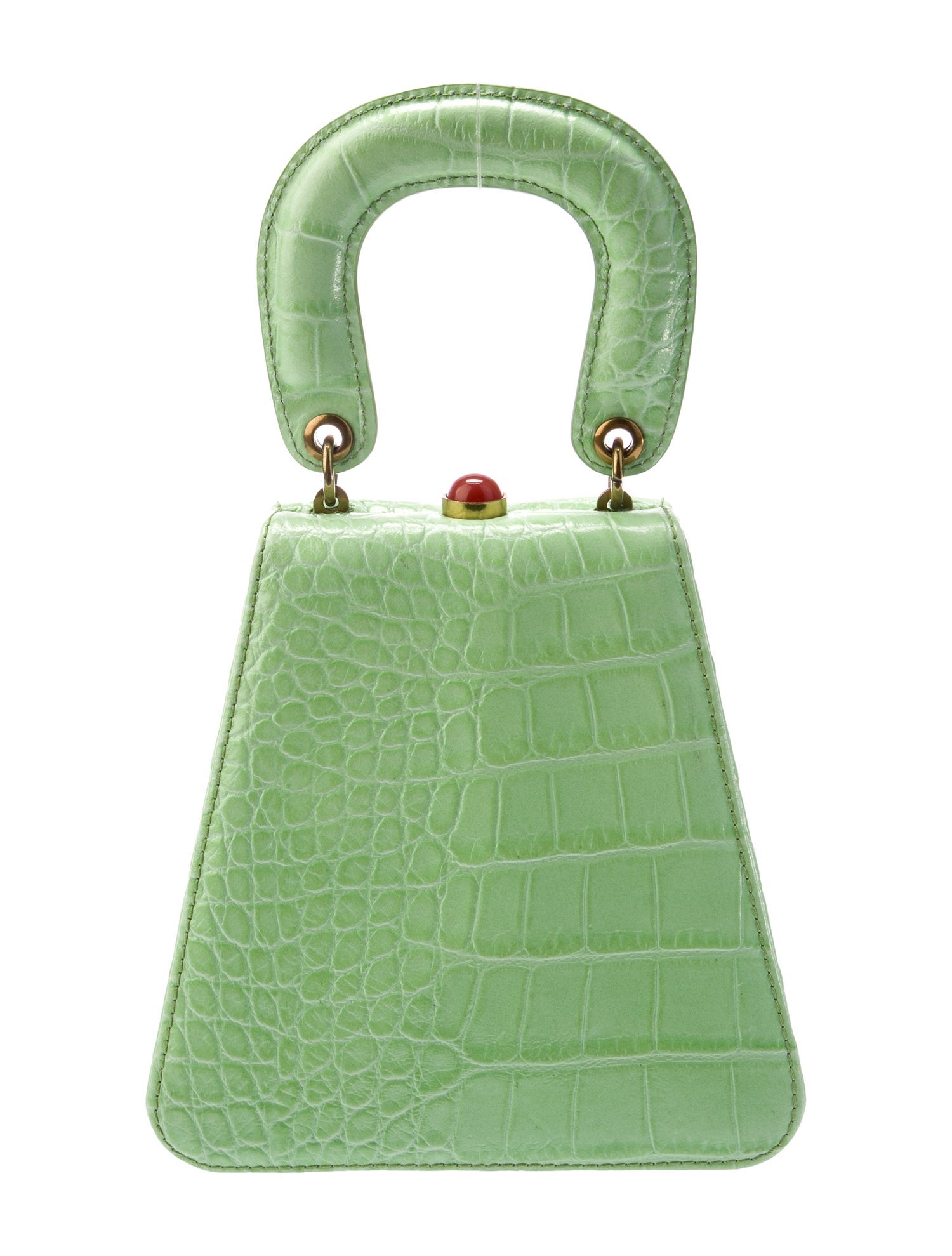 Staud Embossed Leather Top Handle Bag