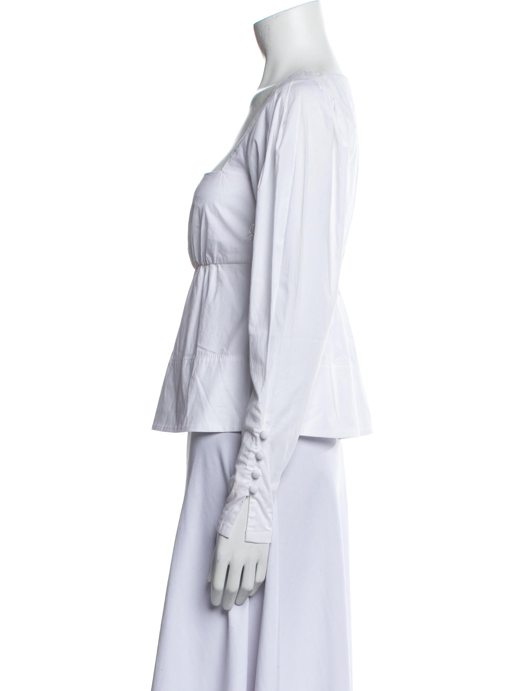 Staud Square Neckline Long Sleeve Crop Top