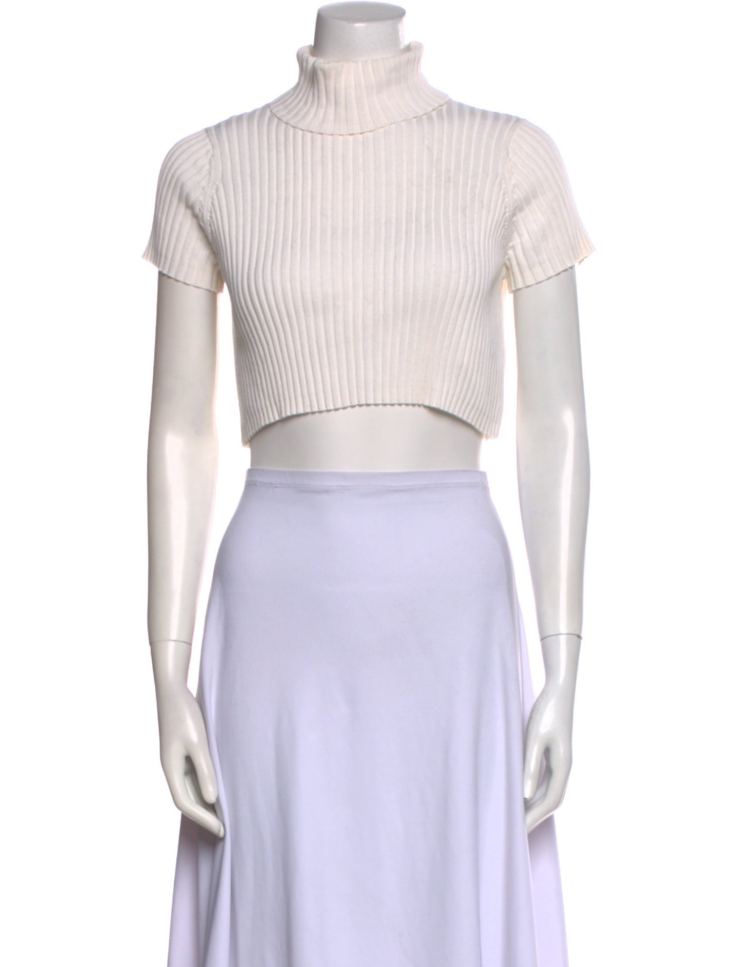 Staud Turtleneck Short Sleeve Crop Top