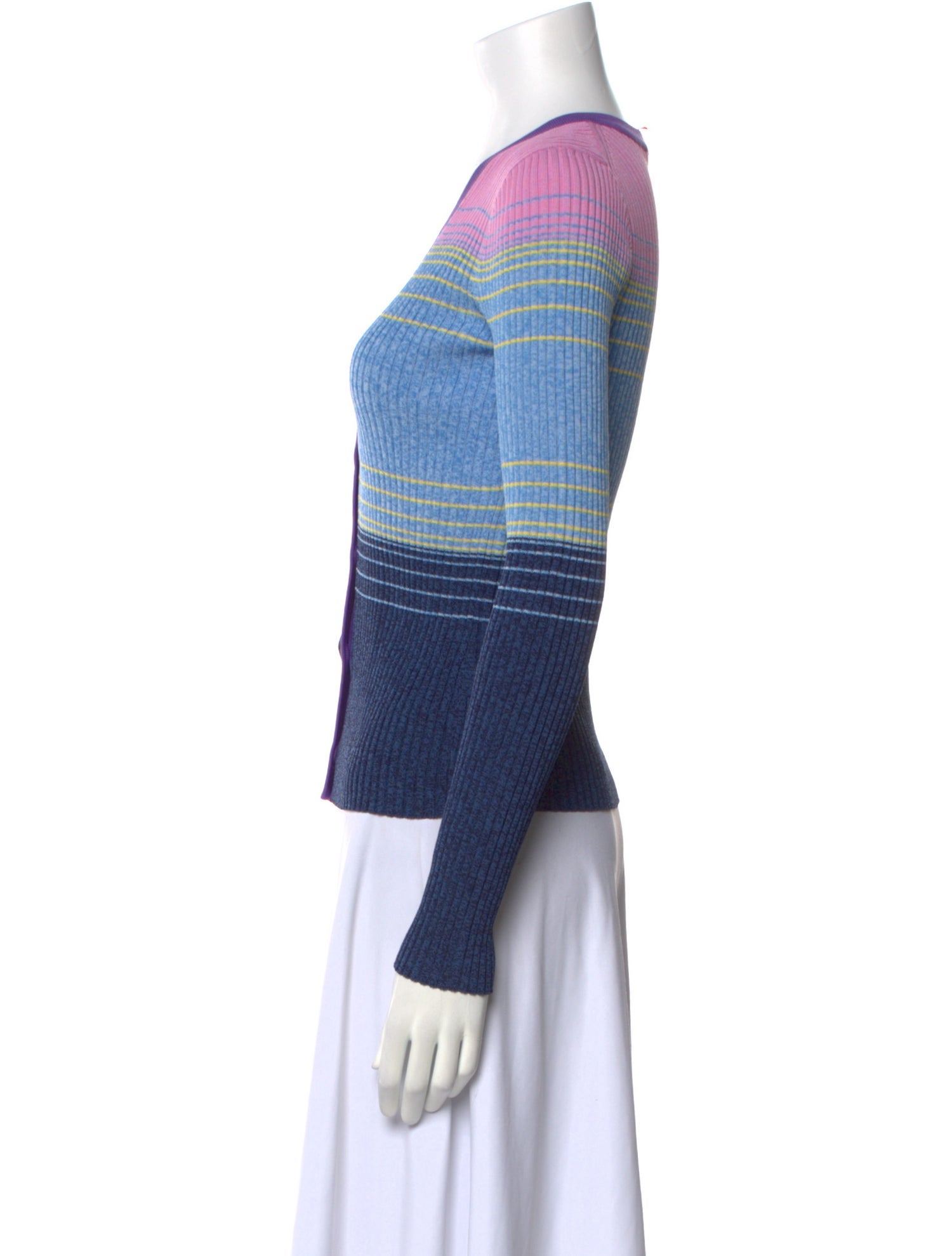 Staud Striped V-Neck Sweater