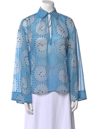 Staud Printed Long Sleeve Button-Up Top