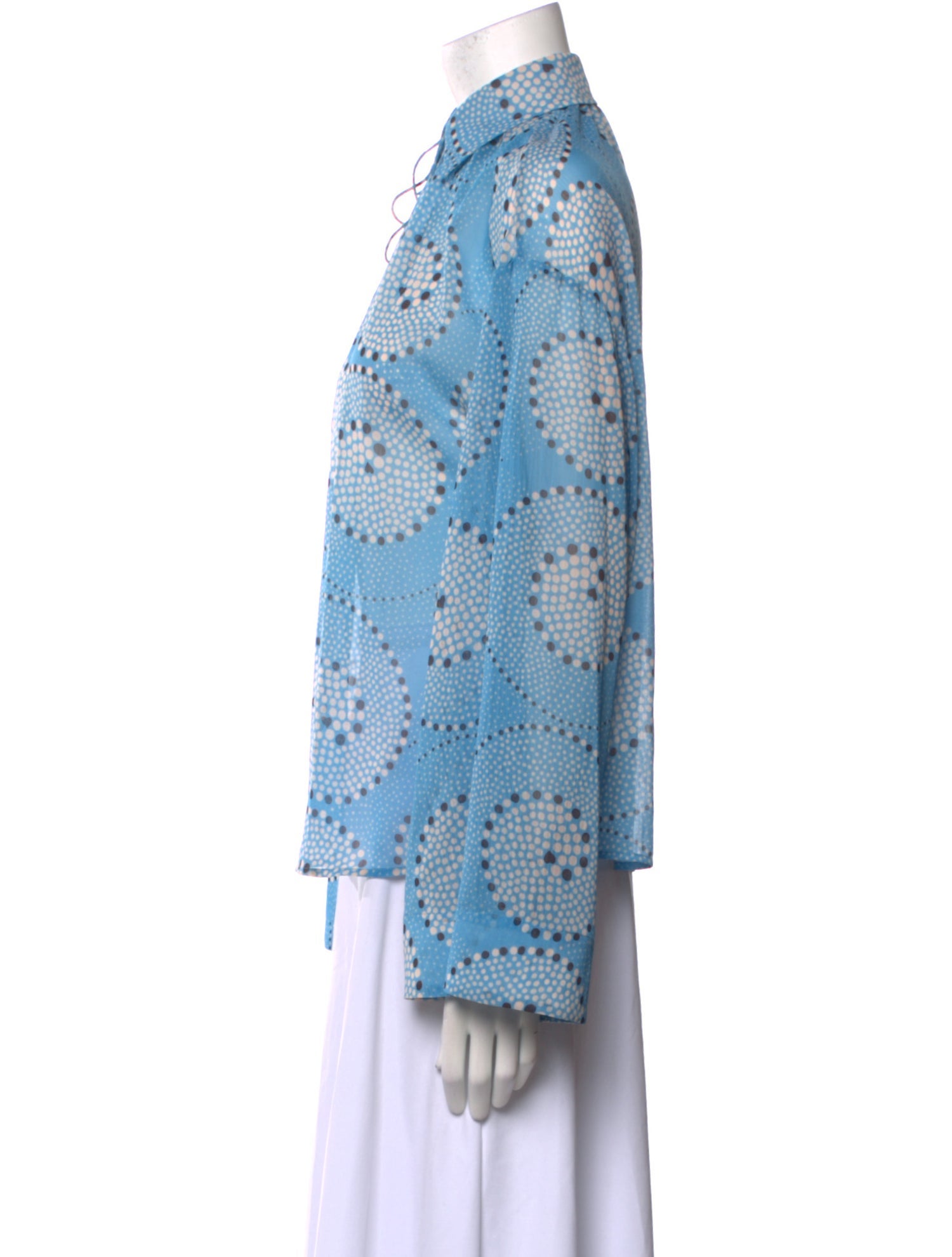 Staud Printed Long Sleeve Button-Up Top