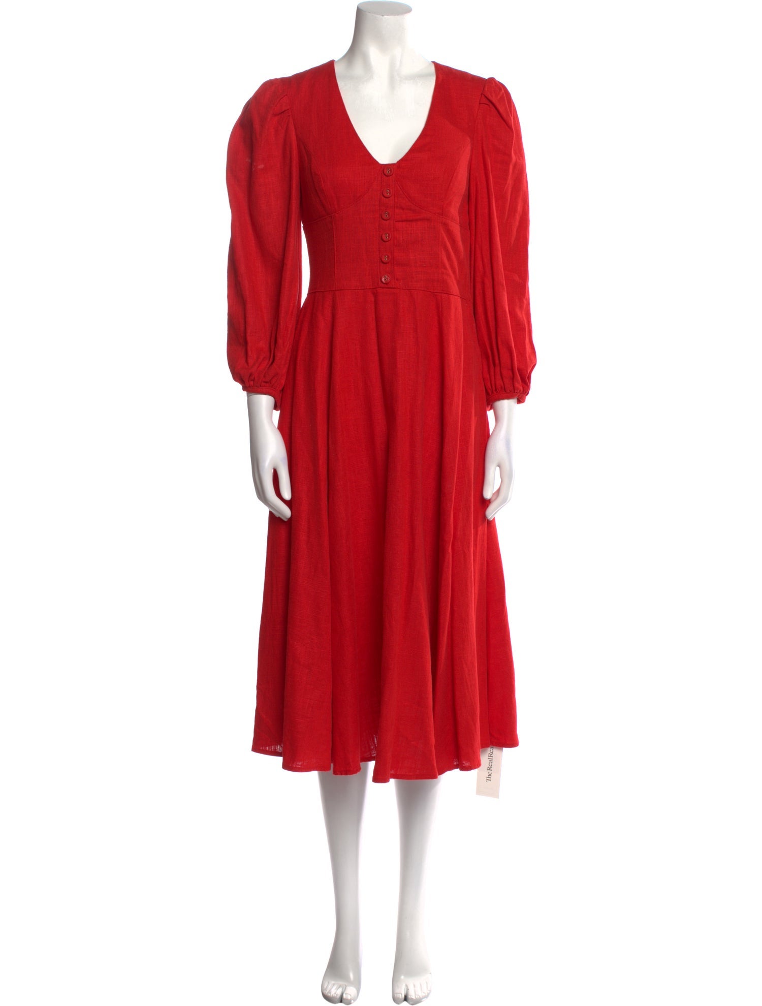 Staud V-Neck Midi Length Dress