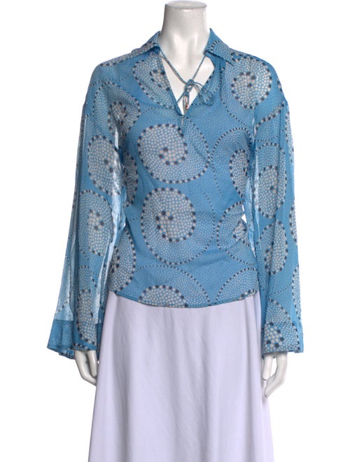 Staud Printed Long Sleeve Button-Up Top