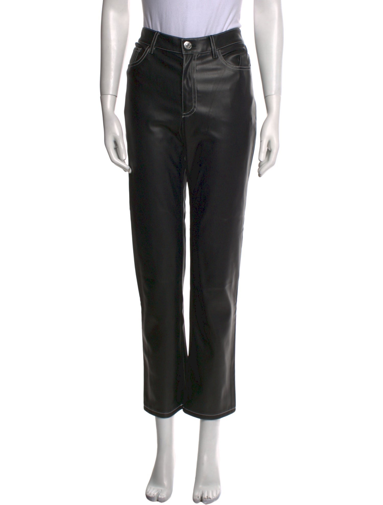 Staud Faux Leather Straight Leg Pants
