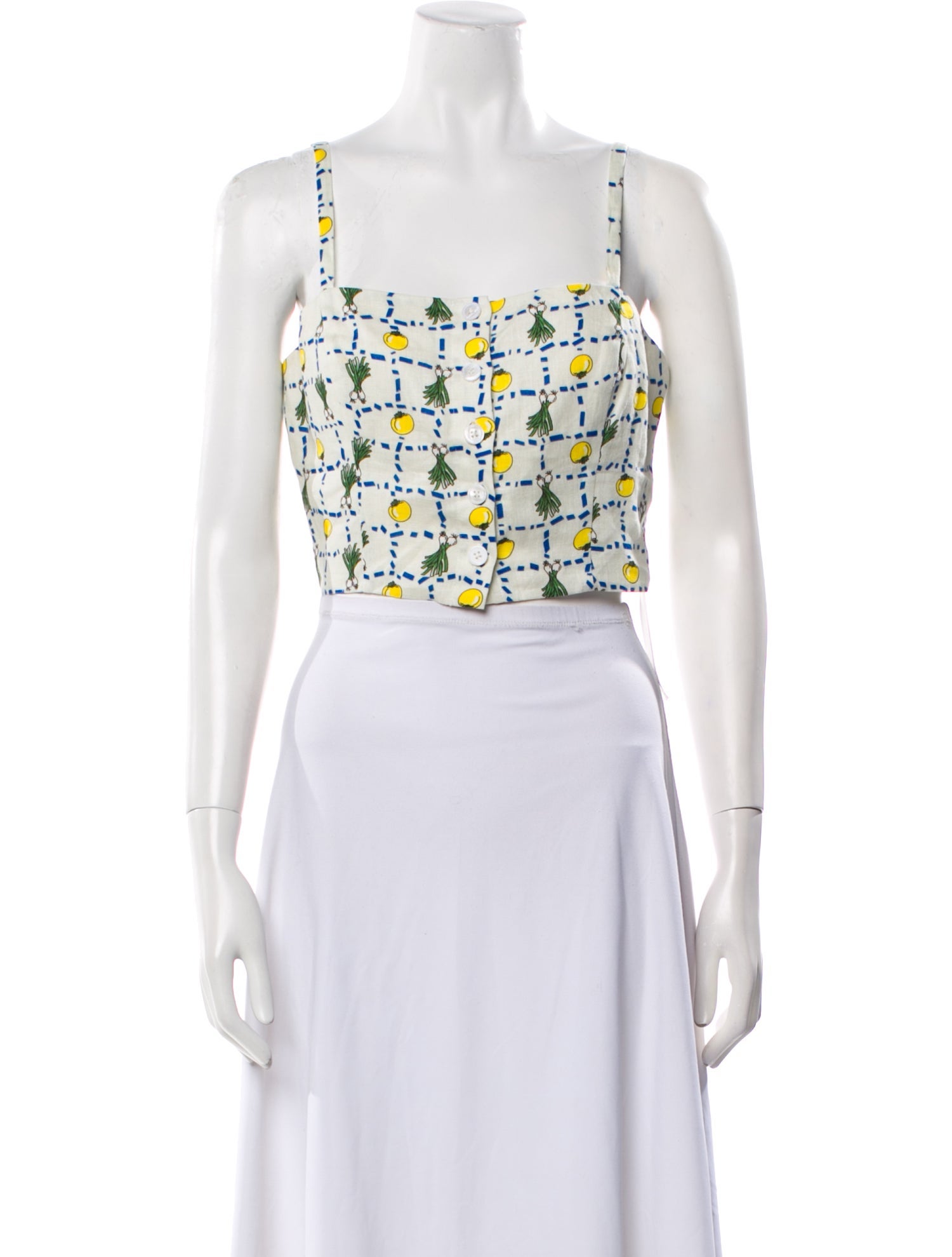 Staud Linen Printed Crop Top