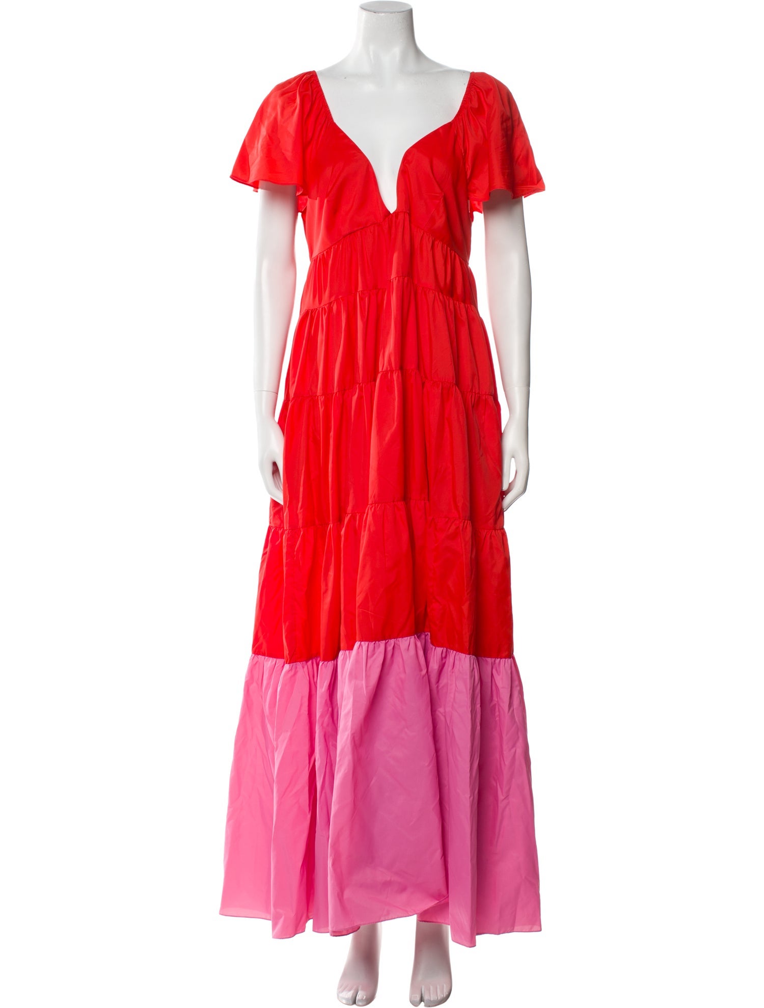 Staud V-Neck Long Dress