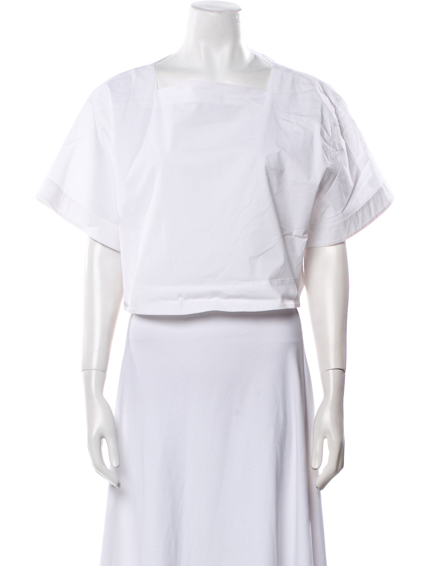 Staud Square Neckline Short Sleeve Crop Top
