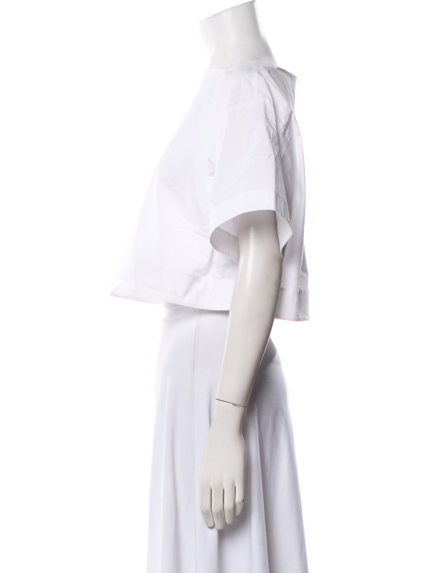 Staud Square Neckline Short Sleeve Crop Top