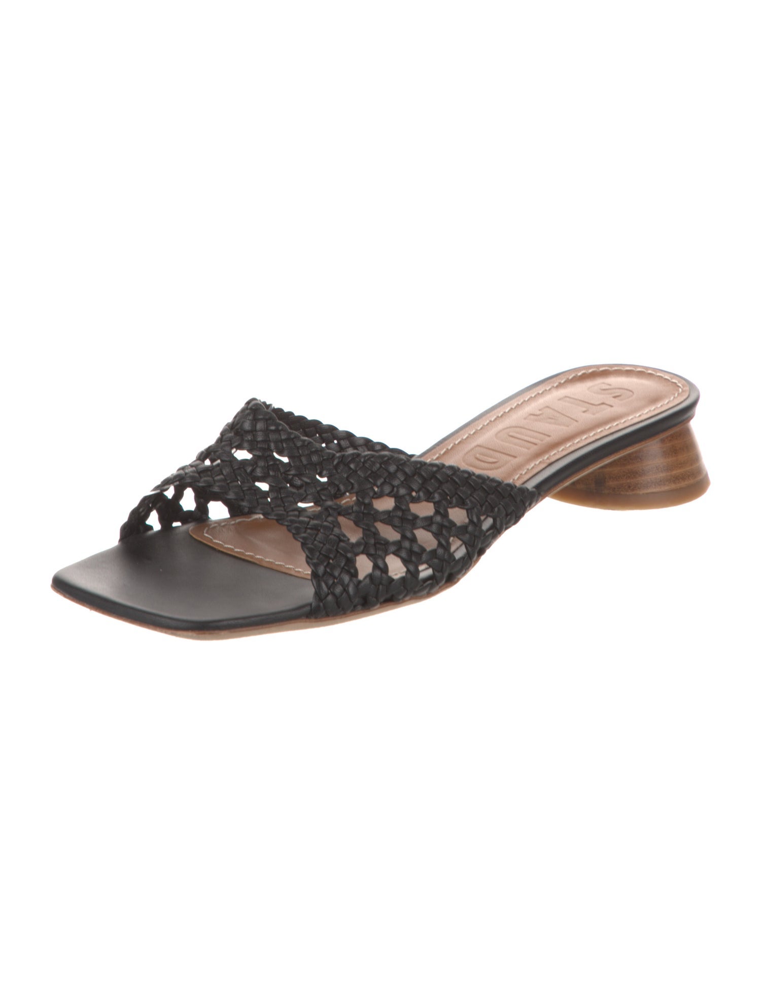 Staud Leather Braided Accents Slides