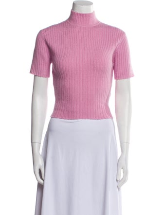 Staud Turtleneck Short Sleeve Crop Top