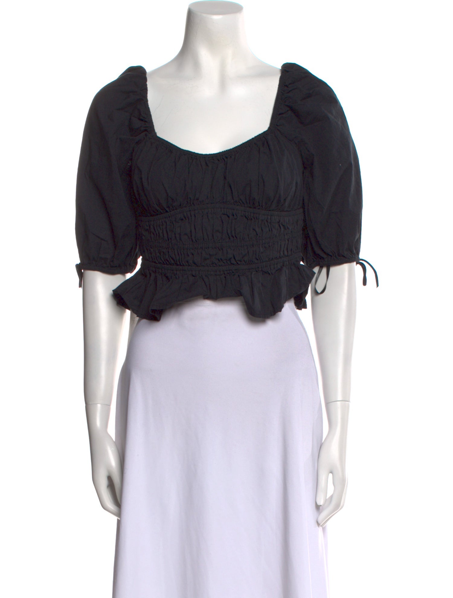 Staud Square Neckline Short Sleeve Crop Top