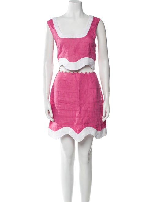 Staud Linen Colorblock Pattern Skirt Set