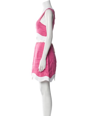 Staud Linen Colorblock Pattern Skirt Set