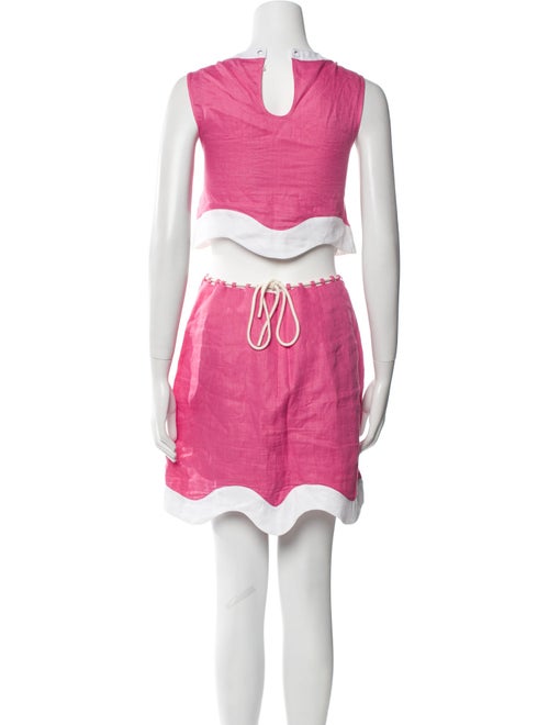 Staud Linen Colorblock Pattern Skirt Set