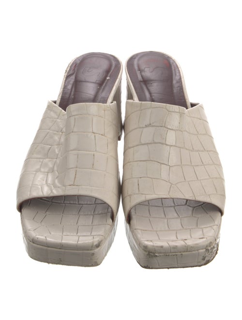 Staud Embossed Leather Slides