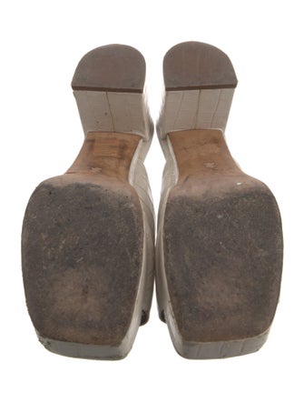 Staud Embossed Leather Slides