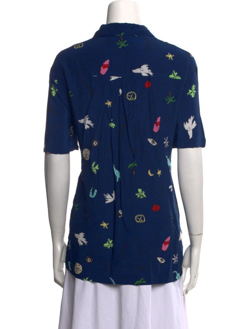 Staud Printed Short Sleeve Button-Up Top