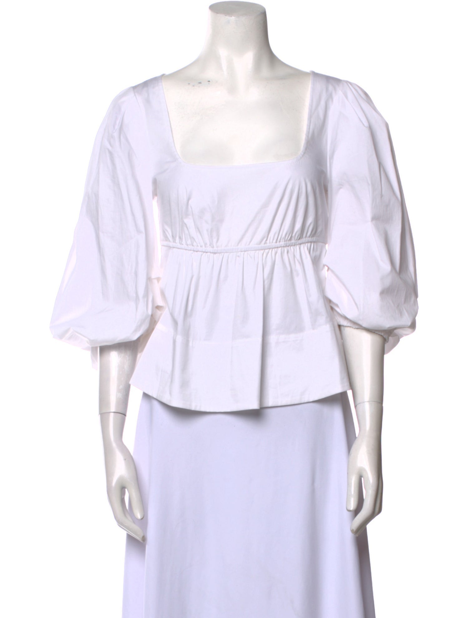 Staud Square Neckline Three-Quarter Sleeve Crop Top