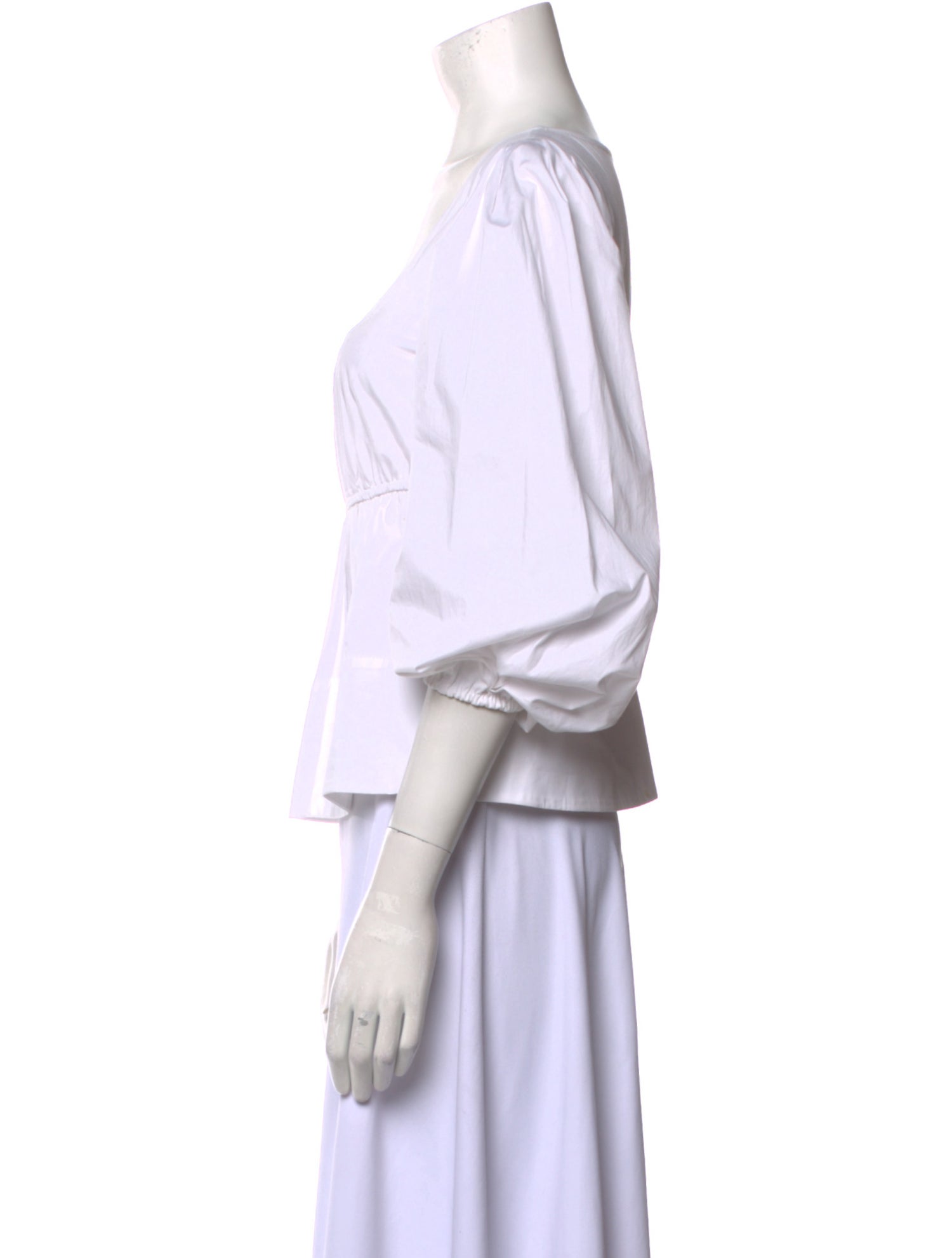 Staud Square Neckline Three-Quarter Sleeve Crop Top