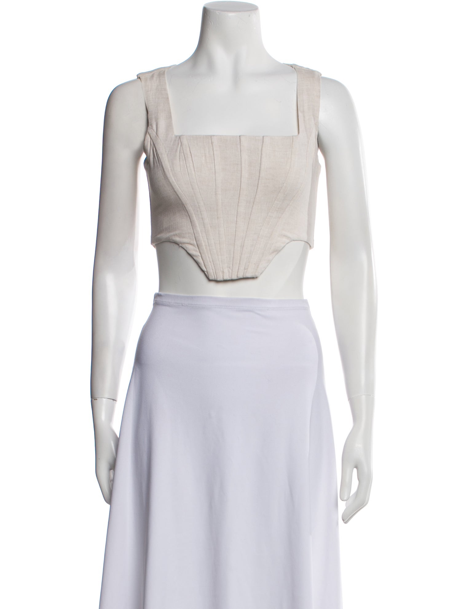 Staud Linen Square Neckline Crop Top