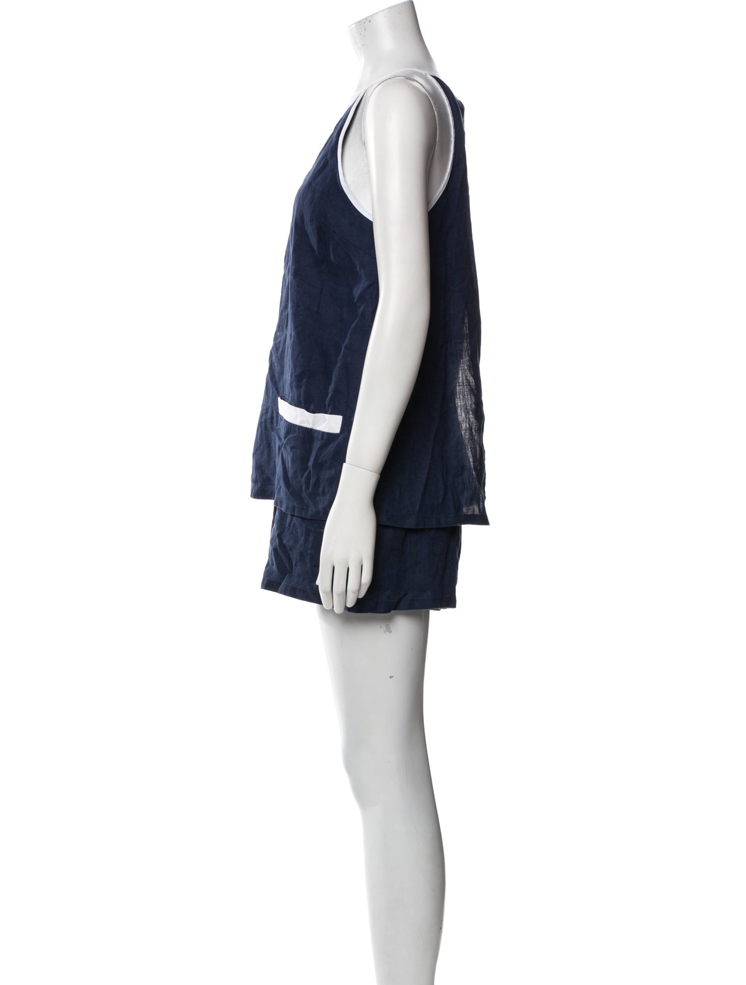 Staud Linen Scoop Neck Romper