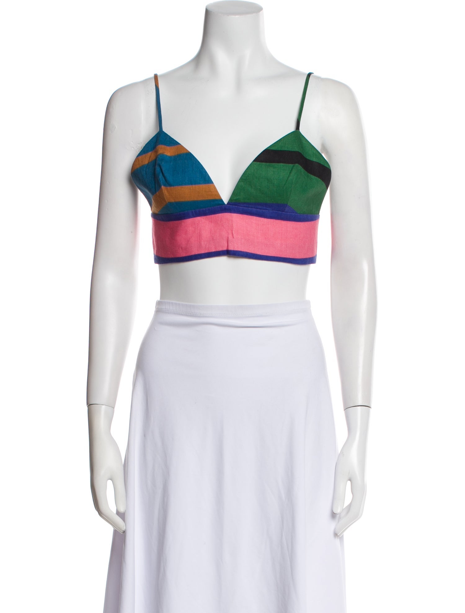 Staud Linen Striped Crop Top