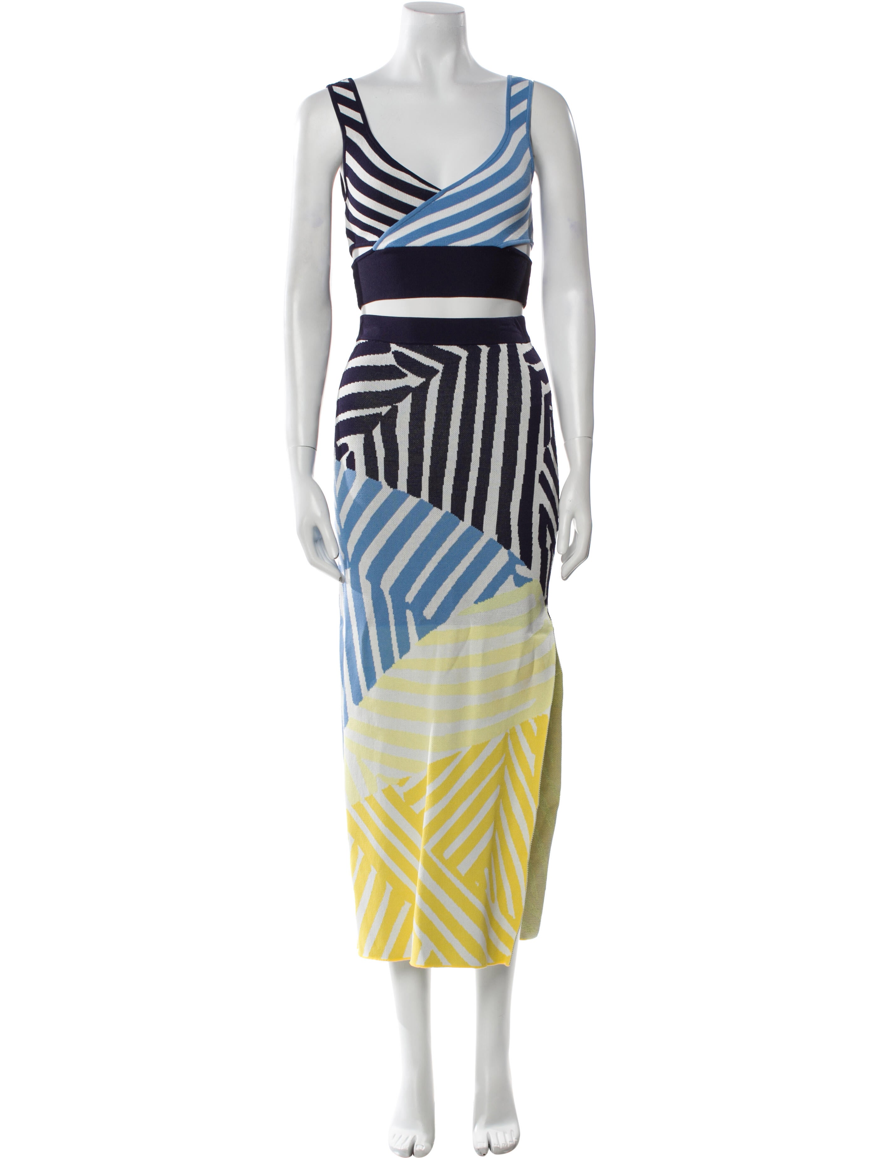 Staud Striped Cutout Accent Skirt Set