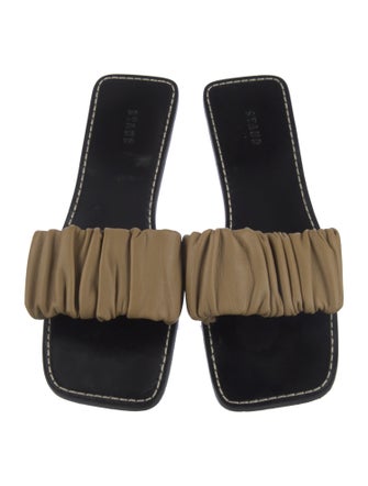 Staud Leather Pleated Accents Slides