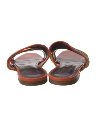 Staud Leather Beaded Accents Slides