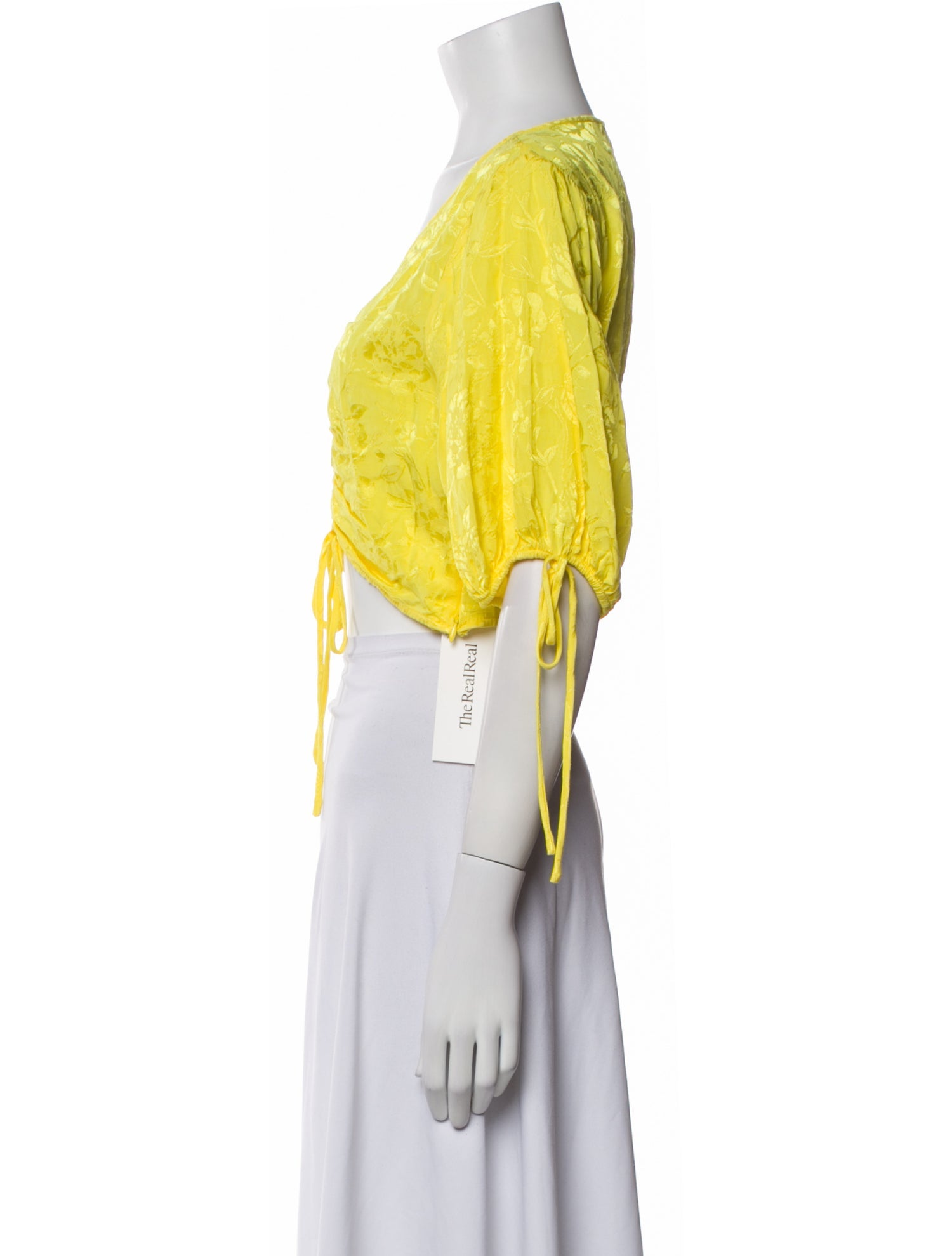 Staud V-Neck Three-Quarter Sleeve Crop Top