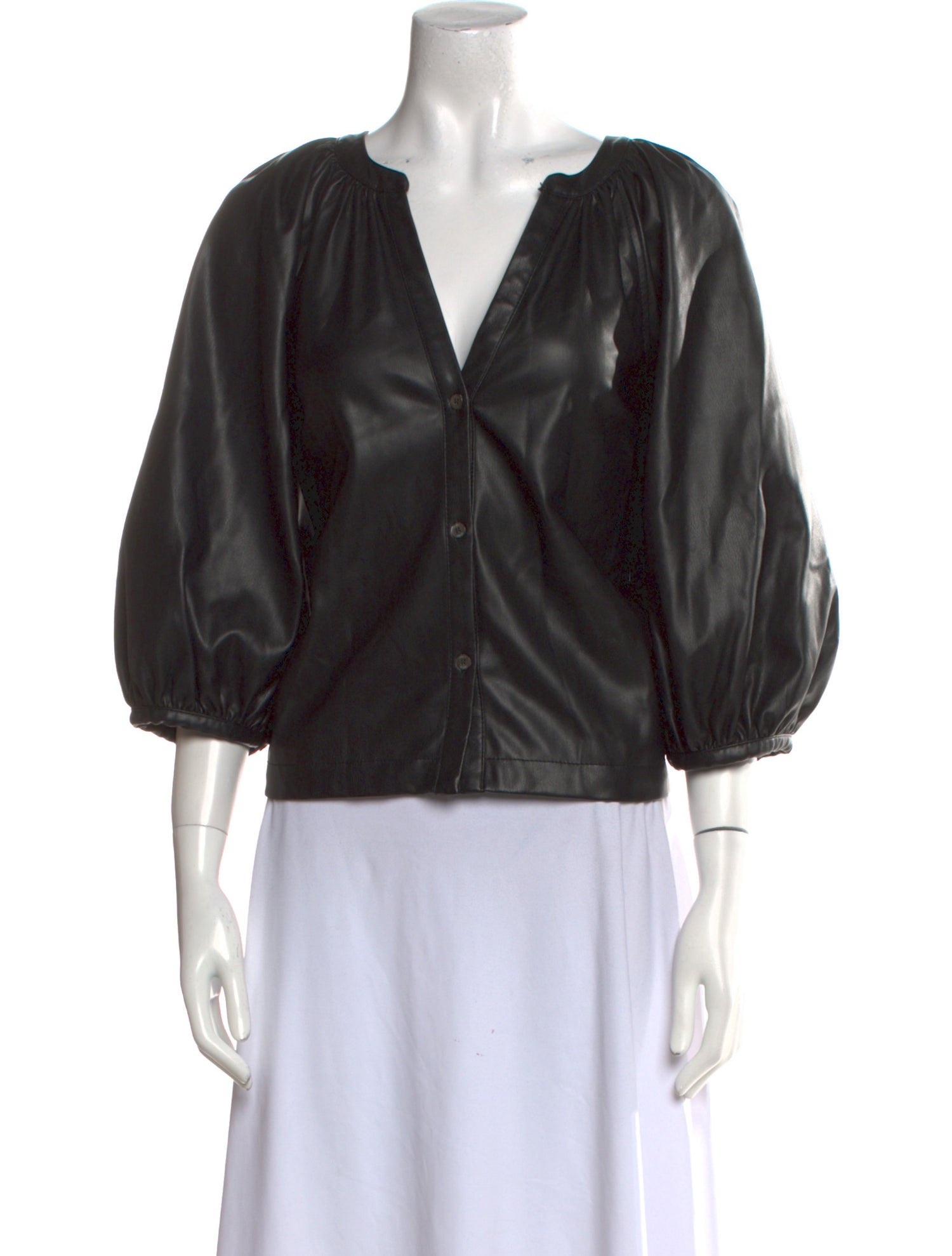 Staud V-Neck Three-Quarter Sleeve Blouse