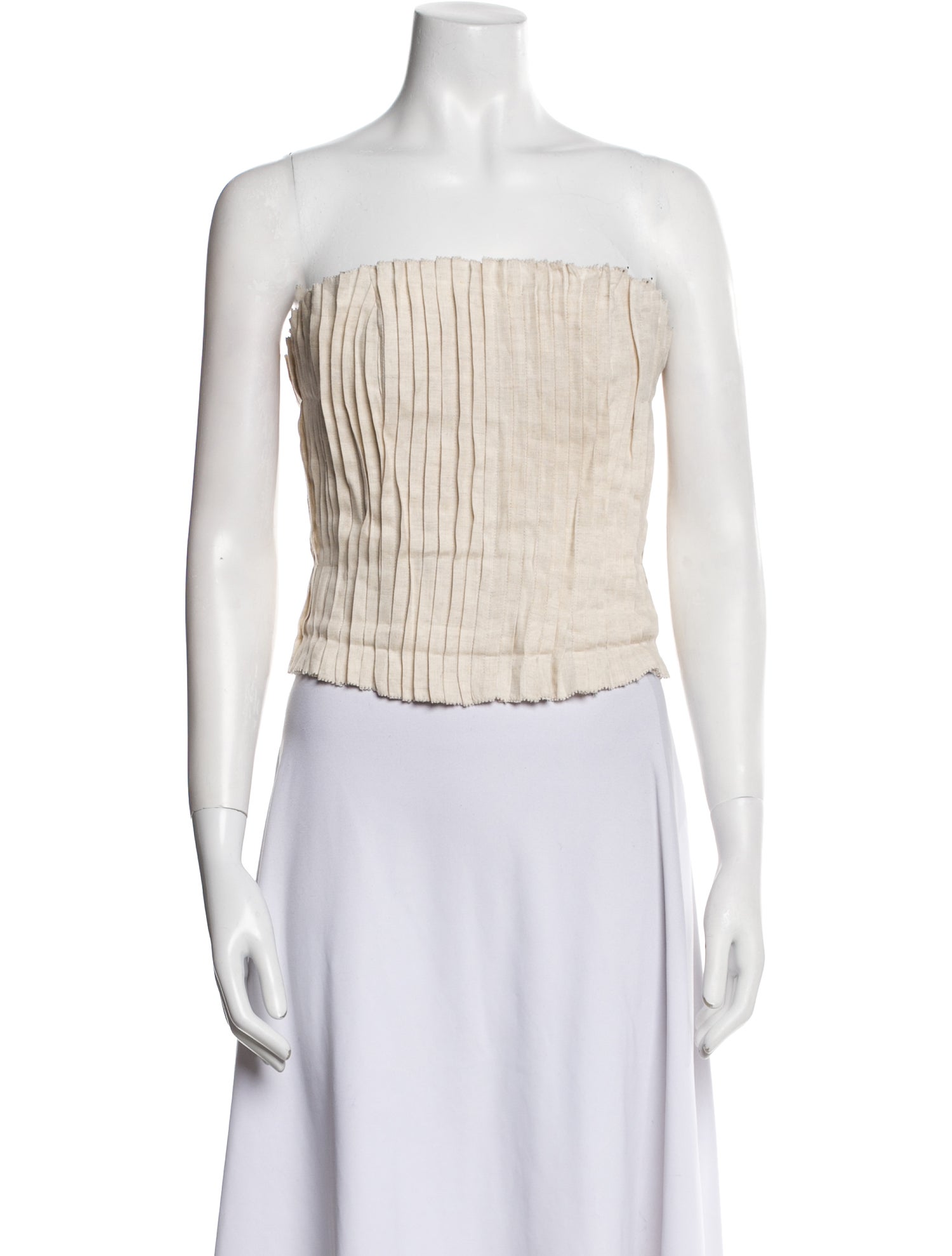 Staud Linen Strapless Crop Top