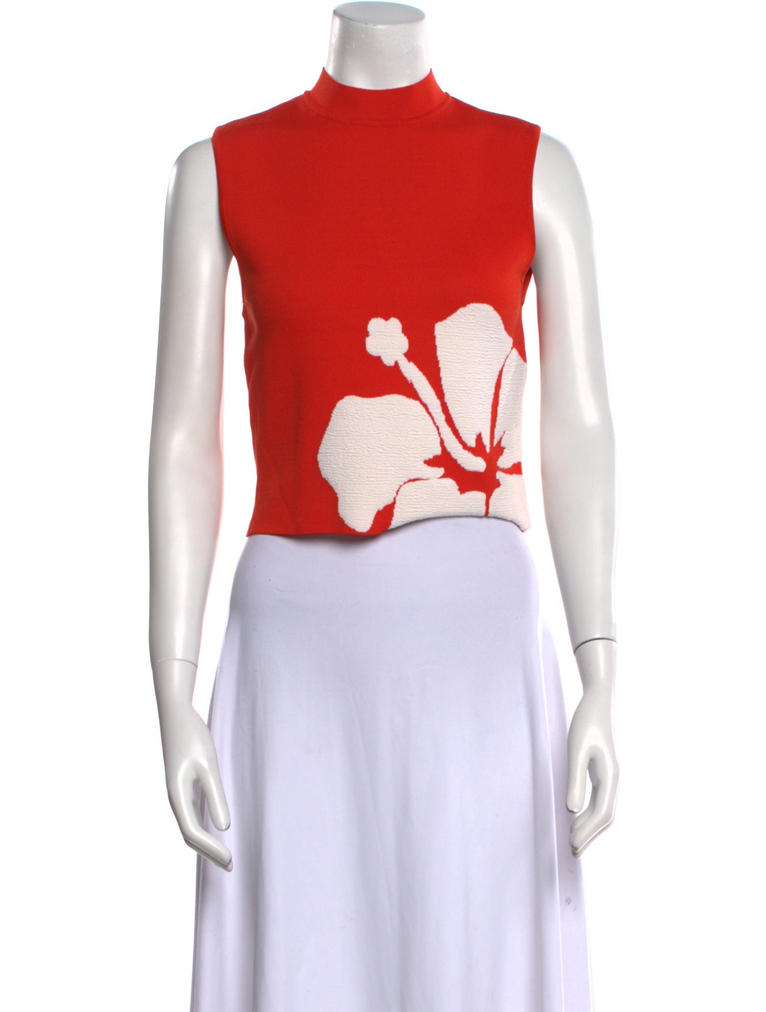 Staud Floral Print Mock Neck Crop Top