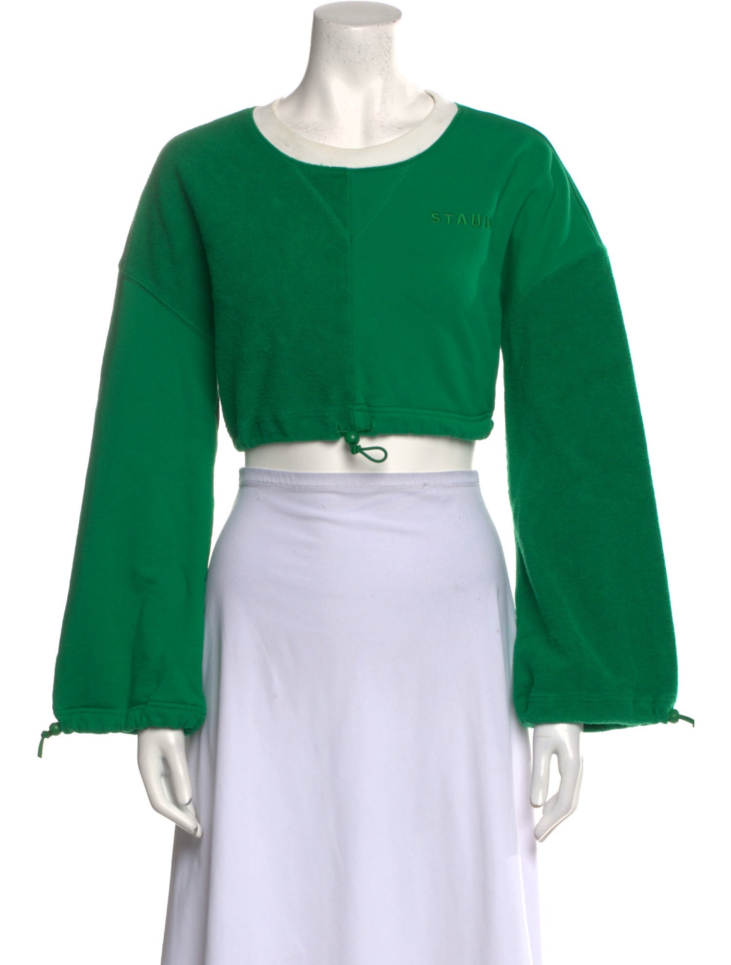 Staud Scoop Neck Long Sleeve Crop Top