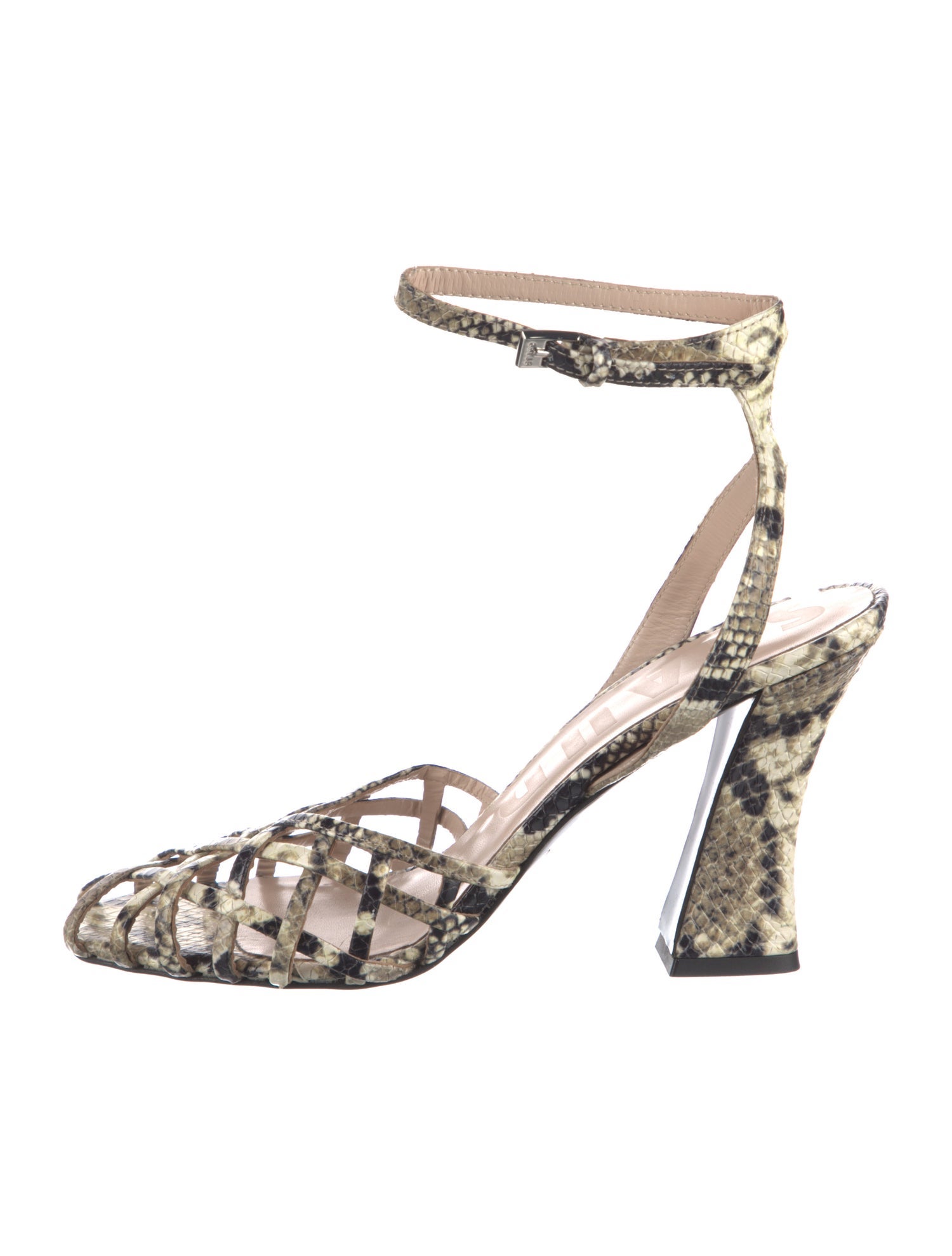 Staud Leather Animal Print Sandals