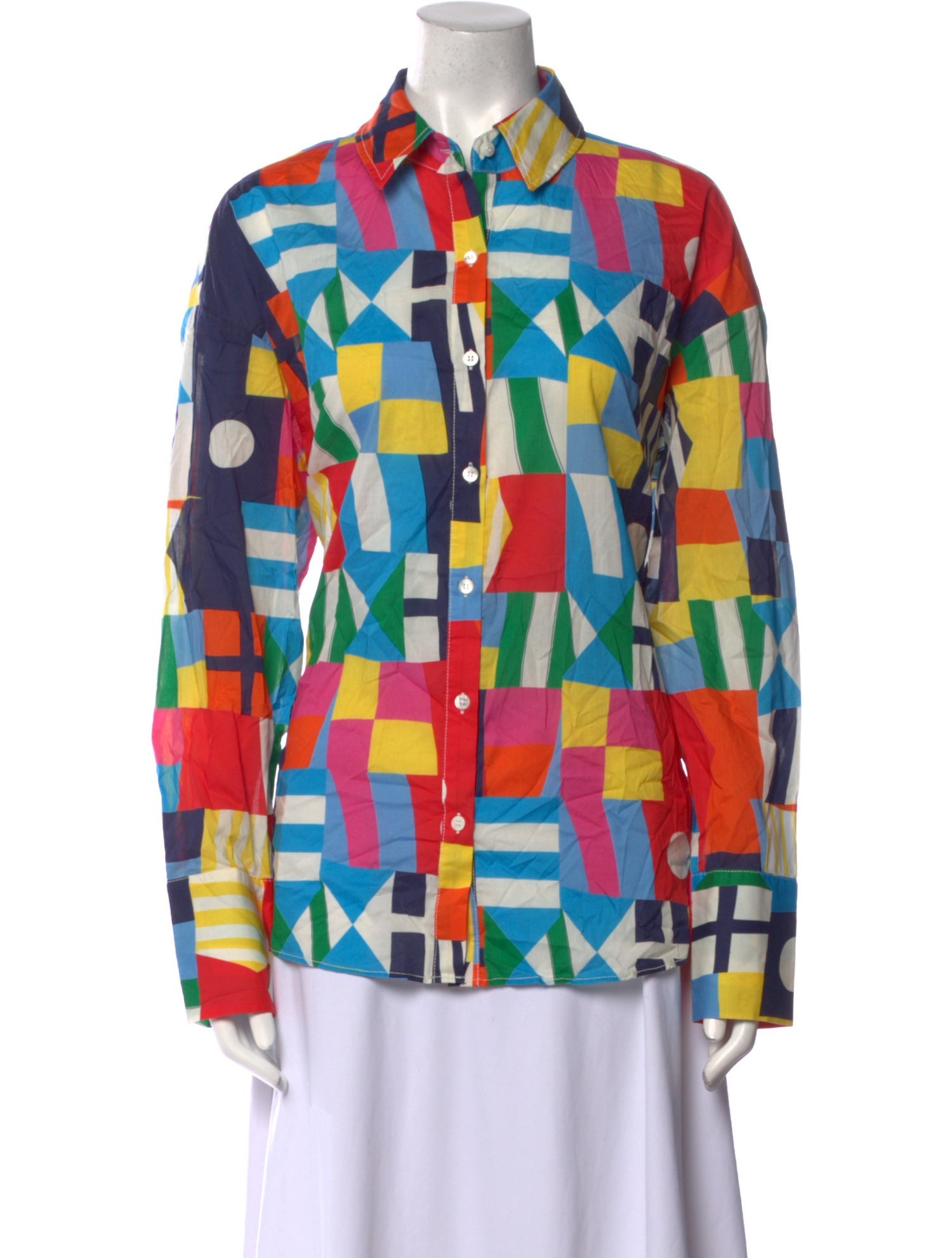 Staud Printed Long Sleeve Button-Up Top