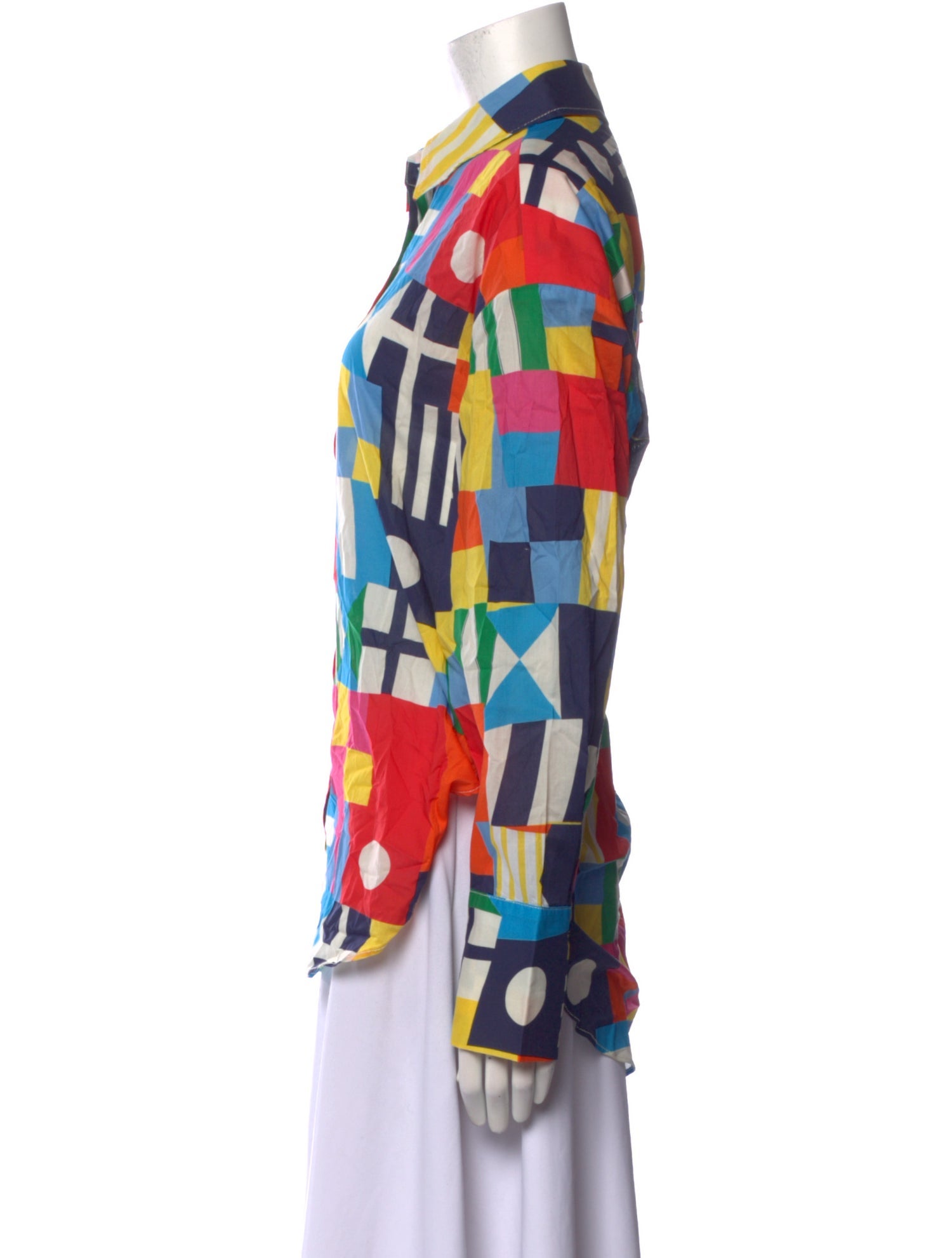 Staud Printed Long Sleeve Button-Up Top