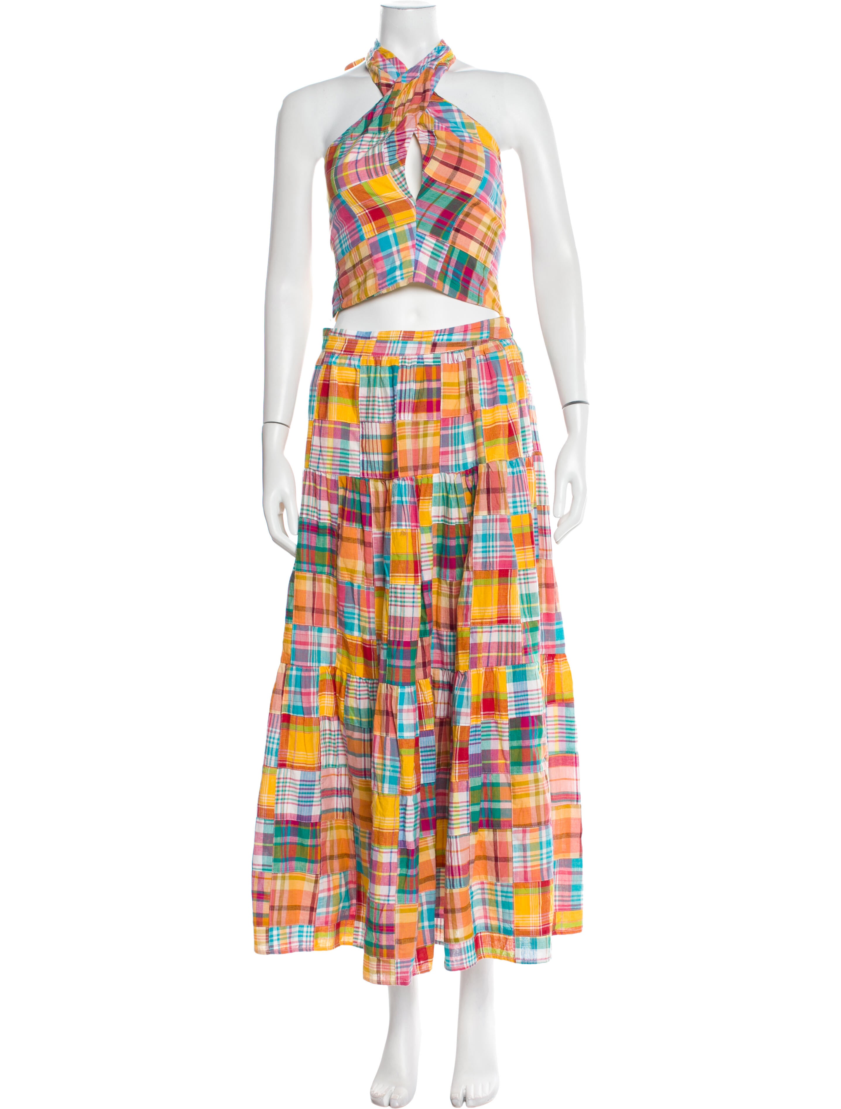 Staud Plaid Print Skirt Set