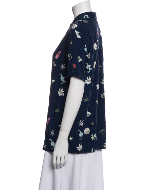 Staud Printed Short Sleeve Button-Up Top