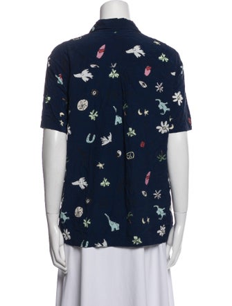 Staud Printed Short Sleeve Button-Up Top