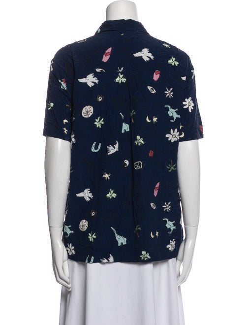 Staud Printed Short Sleeve Button-Up Top