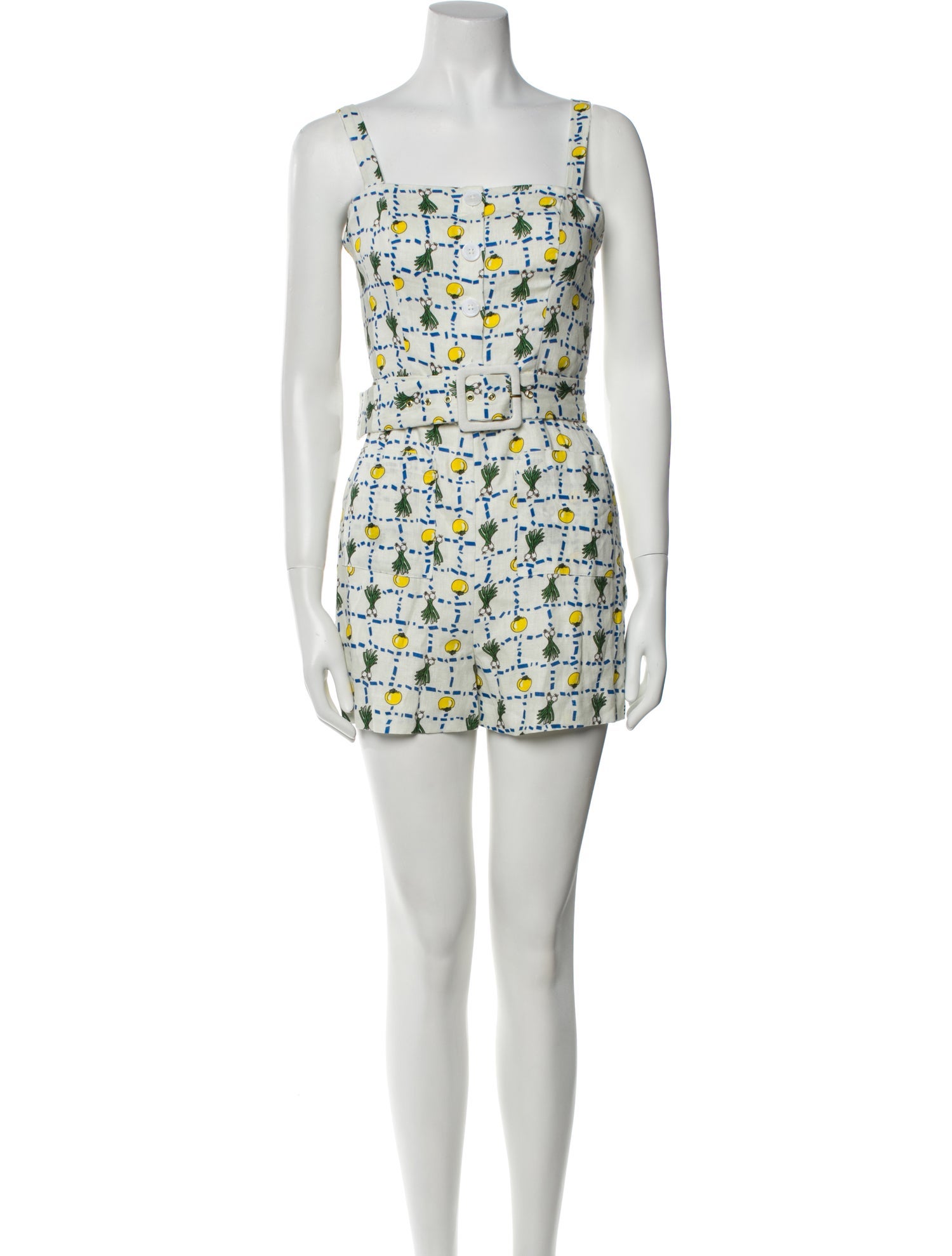 Staud Linen Floral Print Romper