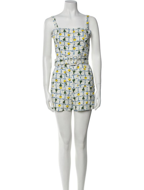 Staud Linen Floral Print Romper